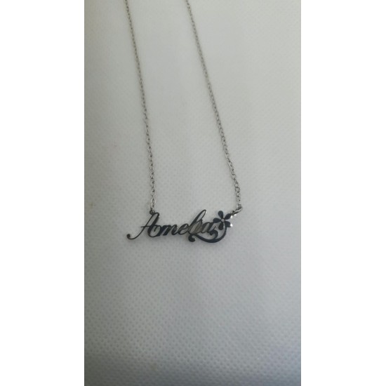 Amelia Silver Plated Personalised Flower Necklace