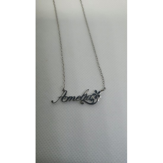 Amelia Silver Plated Personalised Flower Necklace