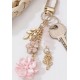 Rose-Themed Bag Charm with Metal Hanging Strap Flower Charm & Keychain Chain