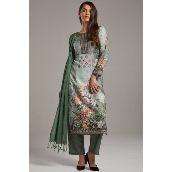 Pista green printed designer salwar kameez