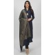 Navy Blue Winter Rayon Co-ord Suit with Iconic Gold Jacquard Shawl
