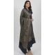 Navy Blue Winter Rayon Co-ord Suit with Iconic Gold Jacquard Shawl