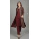 Maroon Pashmina Style Winter Co-ord Set Premium Woven Heritage Jacket Suit