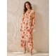 Red Readymade Linen Floral Printed Co-Ord Set