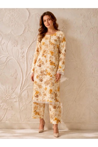 Yellow Printed Pakistani Style Co-Ord Set
