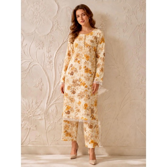 Yellow Printed Pakistani Style Co-Ord Set