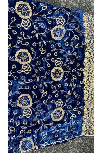 Blue Embroidered Winter Shawl
