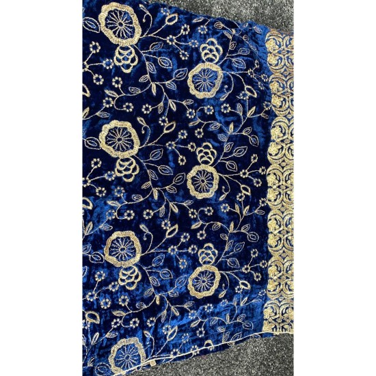 Blue Embroidered Winter Shawl