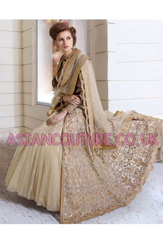 Z-12003 ORIGINAL BEIGE ZOYA WEDDING DRESS (5 Piece suit)