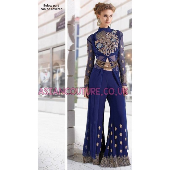 Z-12002 DARK BLUE ZOYA PLAZZO AND SUIT