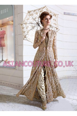 Z-12003 ORIGINAL BEIGE ZOYA WEDDING DRESS (5 Piece suit)