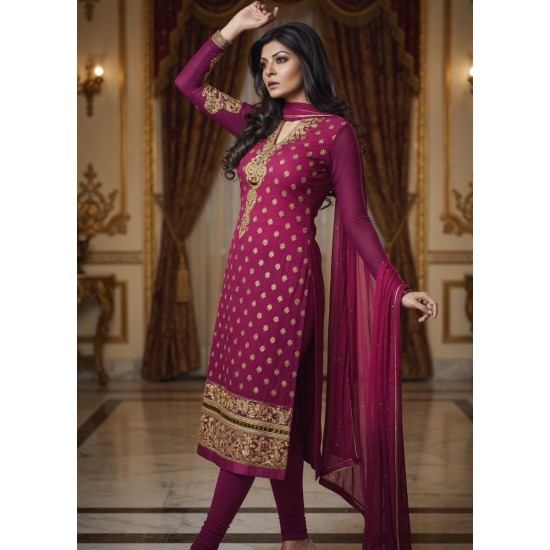 Purple Fancy Salwar Suit Indian Semi Stitched Dress
