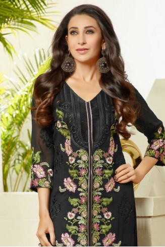 Black Pink Embroidered Suit Indian Designer Salwar Kameez