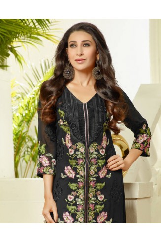 Black Pink Embroidered Suit Indian Designer Salwar Kameez