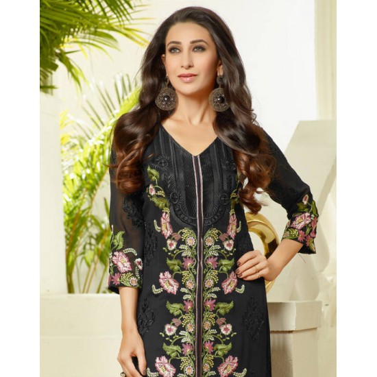 Black Pink Embroidered Suit Indian Designer Salwar Kameez