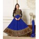 Blue and Gold Long Dress Anarkali Suit