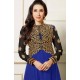 Blue and Gold Long Dress Anarkali Suit