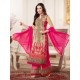 Beige Pink Embroidered Dress Indian Designer Suit 