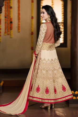 Beige Front Slit Party Wear Anarkali Suit