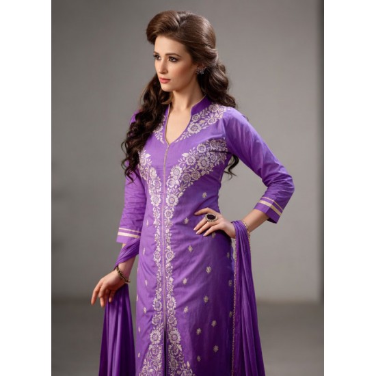 Purple Pakistani Cotton Dress Salwar Kameez Suit