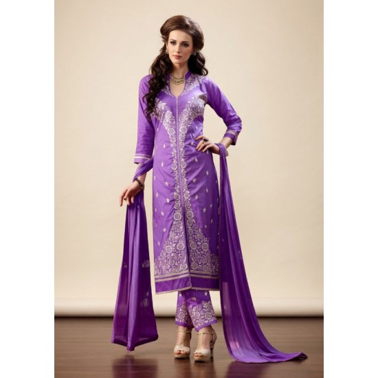 Purple Pakistani Cotton Dress Salwar Kameez Suit