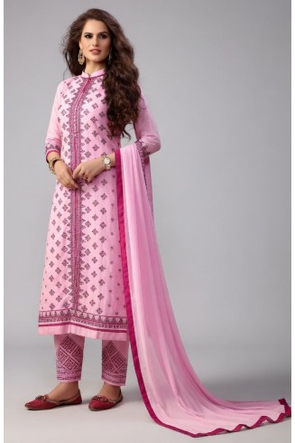 Baby Pink Cotton Dress Salwar Kameez Ladies Outfit