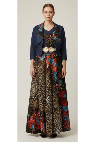 Marvelous Mesh Overlay Belted Maxi Dress