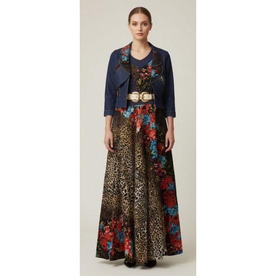 Marvelous Mesh Overlay Belted Maxi Dress