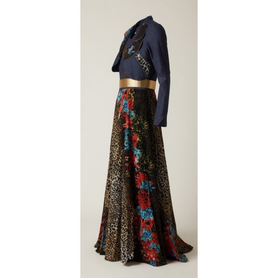 Marvelous Mesh Overlay Belted Maxi Dress