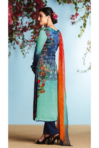 Blue Printed Designer Salwar Suit