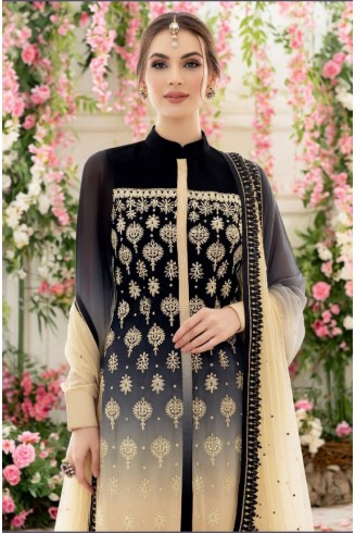 Black Cream Indian Designer Wear Party Suit