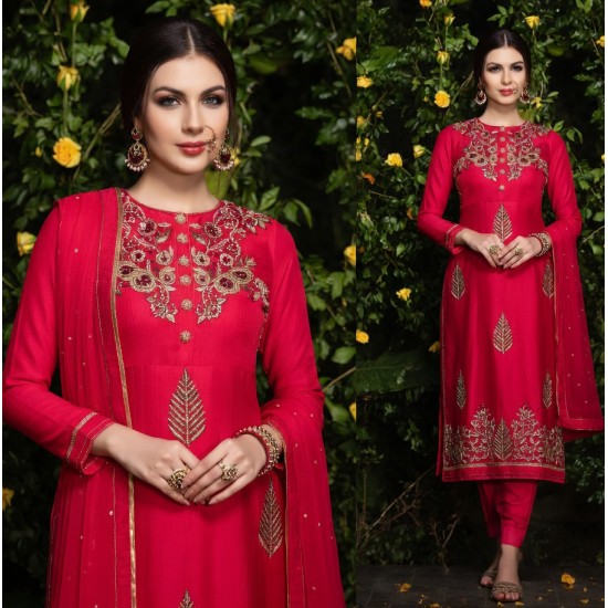 Red Desi Punjabi Designer Salwar Suit