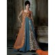 Blue & Orange Wedding Gown Indian Designer Anarkali Dress