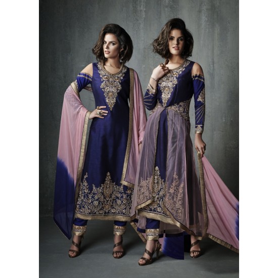 Blue Embellished Pakistani Wedding Salwar Suit