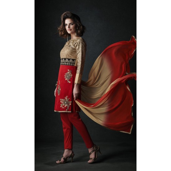 Red & Gold Salwar Suit Indian Ethnic Party Wear Dress