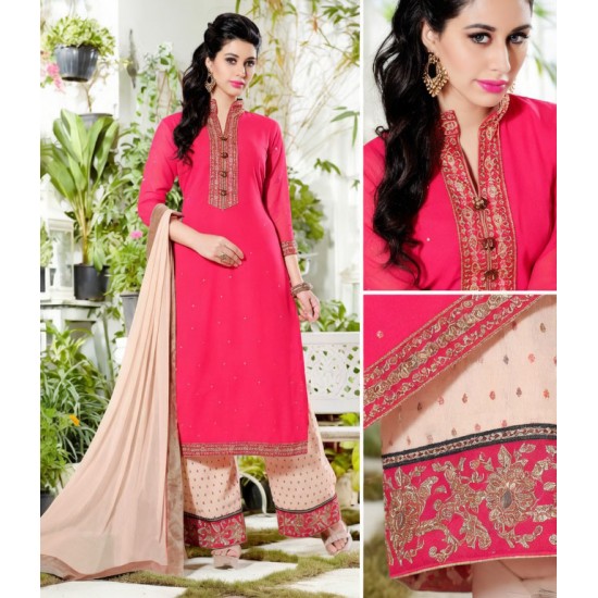 Pink Beige Palazzo Salwar Suit 