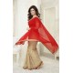 Red Chiffon Georgette Unstitched Indian Saree