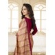 Maroon Beige 2 Piece Printed Party Wear Saree Blouse