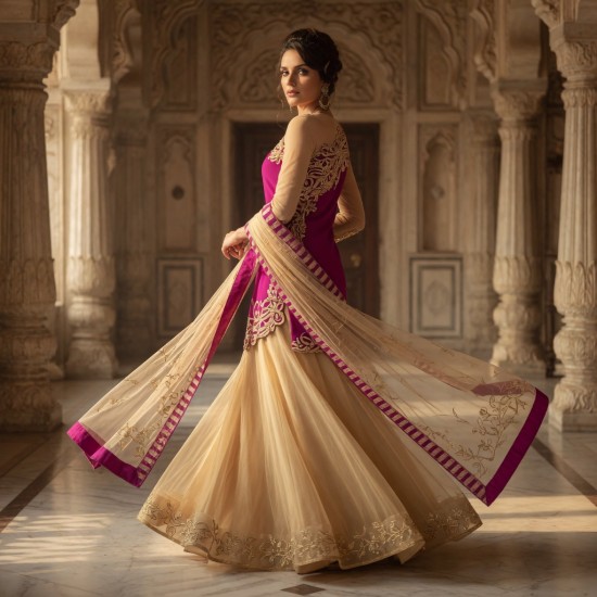 Purple & Gold Embroidered Skirt Style Lehenga Churidar Dress