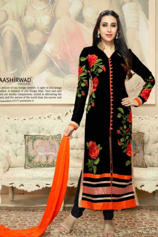 Black Floral Embroidered Indian Party Suit