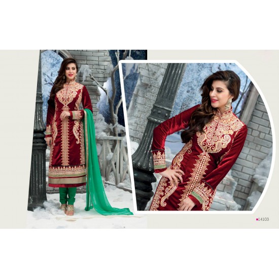 Maroon & Green Indian Party Wear Salwar Suit