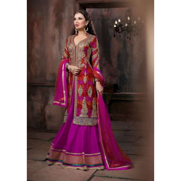 4304 RED AND PINK "CELEBRITY ISSUE” FLOOR LENGTH EMBROIDERED ANARKALI SUIT