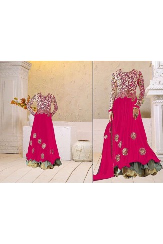 Pink Georgette Floor Length Anarkali Dress