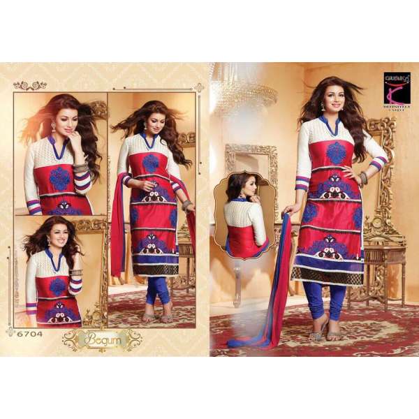 White and Red AYESHA TAKIA "BEGUM" PARTY WEAR SHALWAR KAMEEZ 