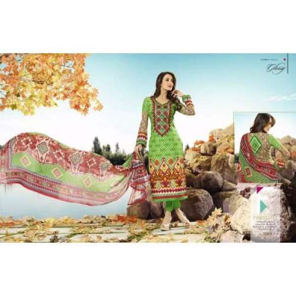 Green Malaika Arora Khan Lawn Summer wear Salwar Kameez