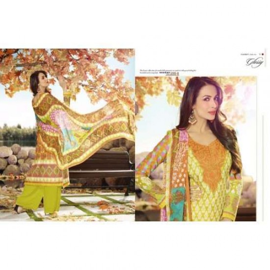 Yellow Malaika Arora Khan Lawn Summer wear Salwar Kameez