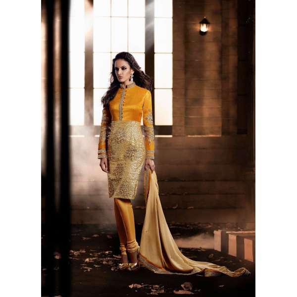 Yellow and Gold HEROINE Straight Cut Designer Dress (Ready Mae)