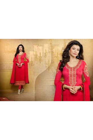 Red Sushmita Sen Indian Party Wear Salwar Suit