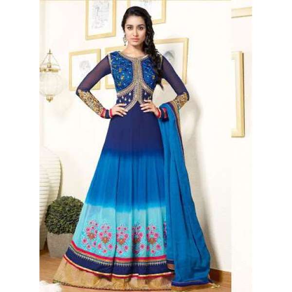 Royal Blue Shraddha Kapoor Anarkali Dress