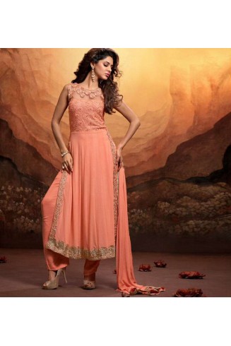 MSH180 Peach Echo MASKEEN BY MAISHA GEORGETTE SALWAR SUIT
